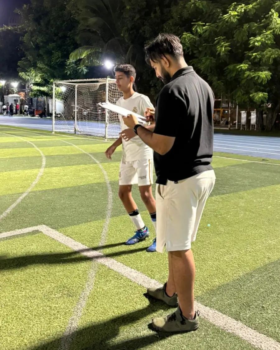 Amogh recording a young footballer's test